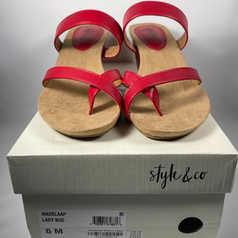 Style & Co. Women's Wedge Heel Sandals Red Size 6